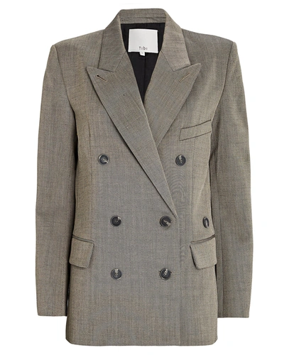 Shop Tibi Luka Double-breasted Suiting Blazer In Brown