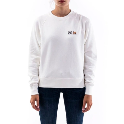 Shop Maison Kitsuné Women's White Cotton Sweatshirt