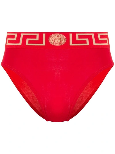 Shop Versace Women's Red Cotton Brief