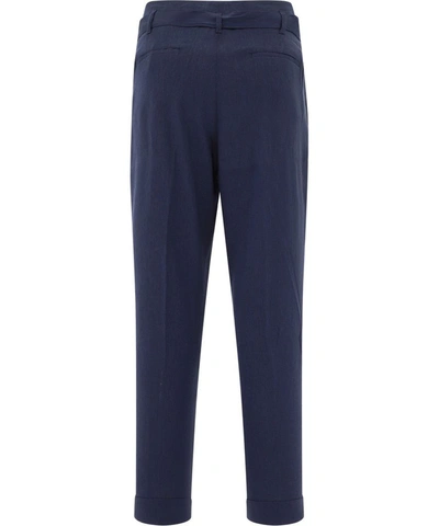 Shop Peserico Women's Blue Linen Pants