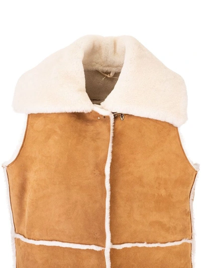 Shop Fay Women's Beige Leather Vest