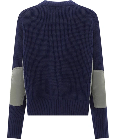 Shop Sacai Women's Blue Wool Sweater