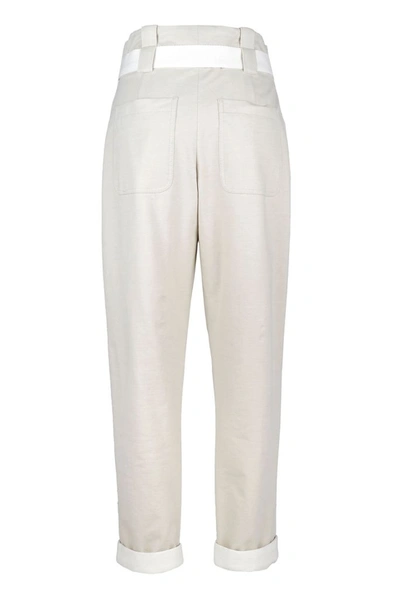 Shop Brunello Cucinelli Women's Beige Cotton Pants
