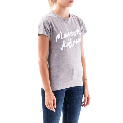 Shop Maison Kitsuné Women's Grey Cotton T-shirt