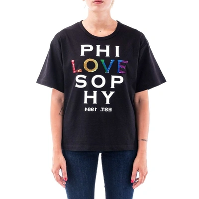 Shop Philosophy Women's Black Cotton T-shirt