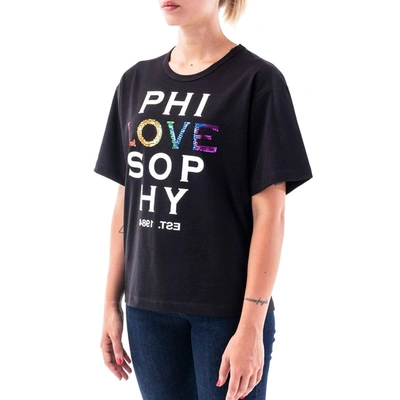 Shop Philosophy Women's Black Cotton T-shirt