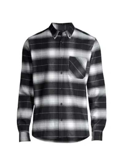 Shop Hugo Ermann Glen Check Plaid Flannel Shirt In Black