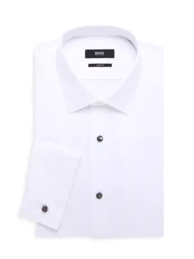 Shop Hugo Boss Slim-fit Jasper Tuxedo Shirt In White