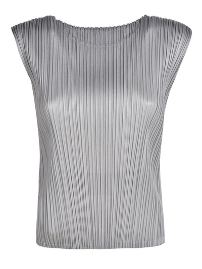 Shop Issey Miyake Pleats Please  Women's Grey Polyester Top