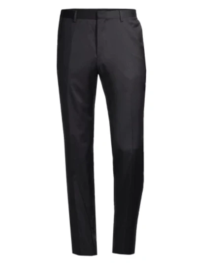 Shop Hugo Boss Genesis Slim-fit Stretch Wool Trousers In Dark Grey
