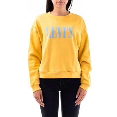 Shop Levi's Women's Yellow Cotton Sweatshirt