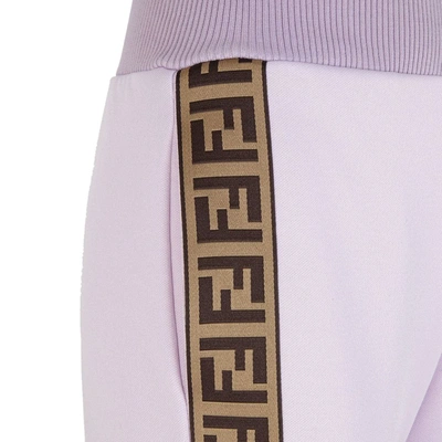 Shop Fendi Women's Purple Cotton Joggers