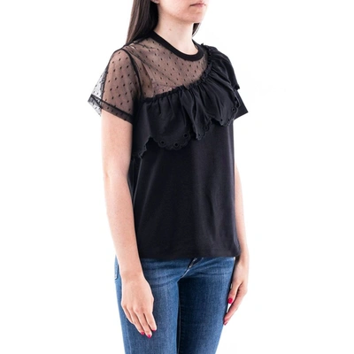 Shop Red Valentino Women's Black Cotton T-shirt