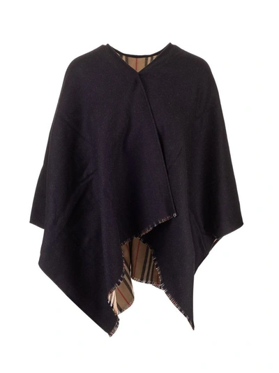 Shop Burberry Women's Black Wool Poncho