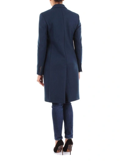 Shop Ps By Paul Smith Women's Blue Wool Coat