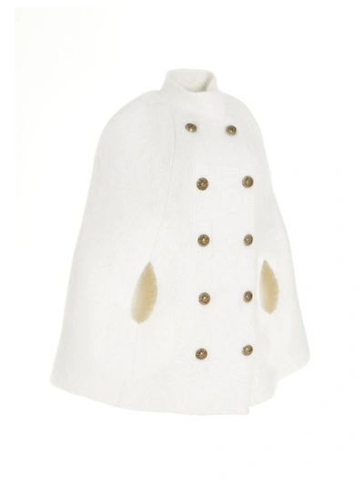 Shop Balmain Women's White Poncho