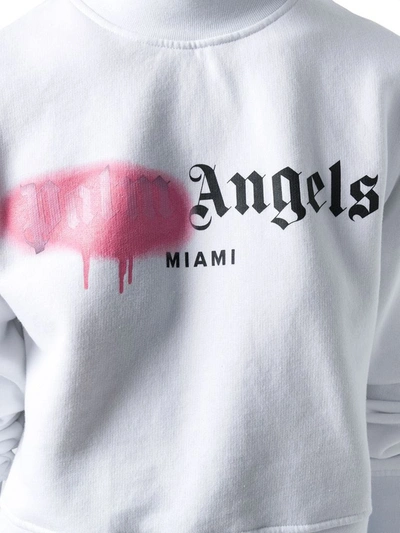 Shop Palm Angels Women's White Cotton Sweatshirt