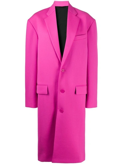 Shop Balenciaga Women's Fuchsia Wool Coat