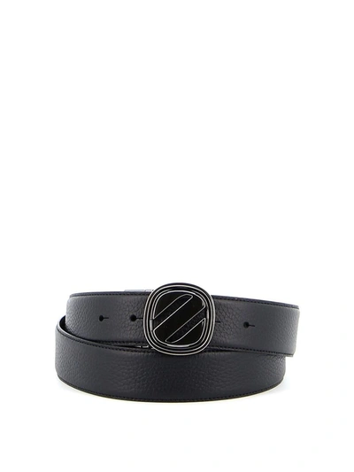 Shop Ermenegildo Zegna Men's Black Leather Belt