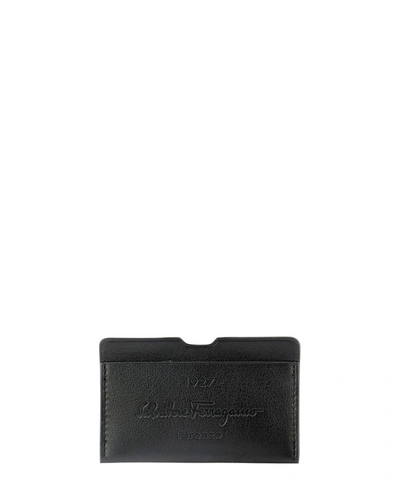 Shop Ferragamo Salvatore  Men's Black Leather Card Holder