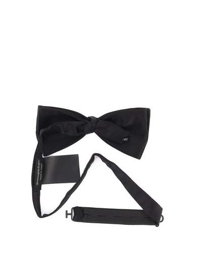 Shop Ermenegildo Zegna Men's Black Silk Bow Tie