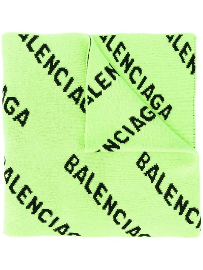 Shop Balenciaga Men's Yellow Wool Scarf