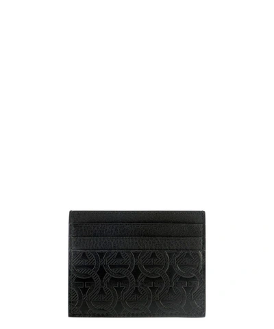 Shop Ferragamo Salvatore  Men's Black Leather Card Holder