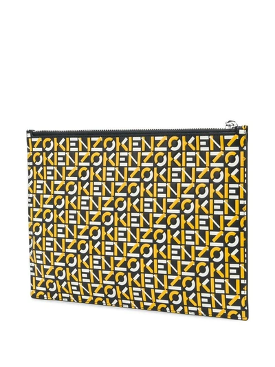 Shop Kenzo Men's Yellow Leather Pouch