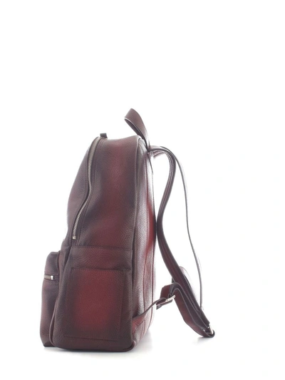 Shop Orciani Men's Burgundy Leather Backpack