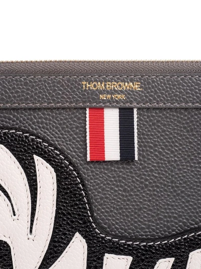 Shop Thom Browne Men's Grey Leather Pouch