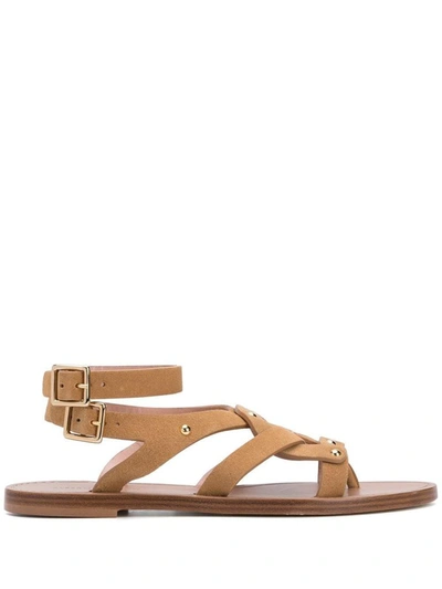 Shop Alberta Ferretti Women's Beige Suede Sandals