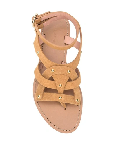 Shop Alberta Ferretti Women's Beige Suede Sandals