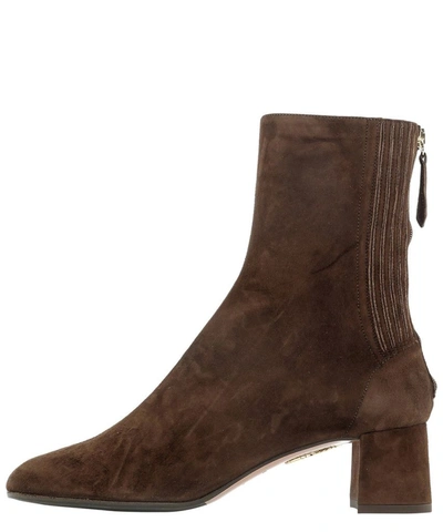 Shop Aquazzura Women's Brown Suede Ankle Boots
