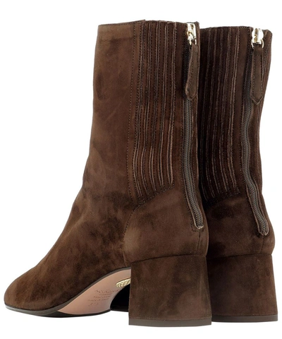 Shop Aquazzura Women's Brown Suede Ankle Boots