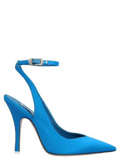 Shop Attico Women's Blue Satin Heels