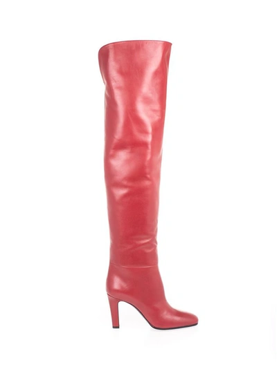 Shop Saint Laurent Women's Red Leather Boots