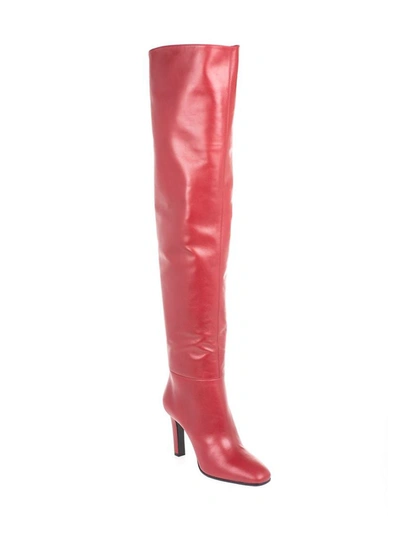 Shop Saint Laurent Women's Red Leather Boots
