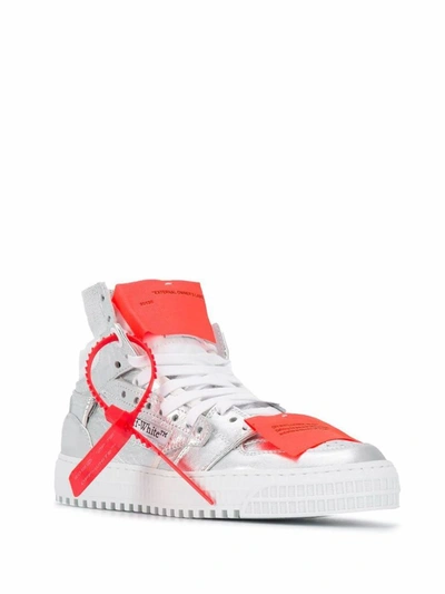 Shop Off-white Women's Silver Leather Hi Top Sneakers
