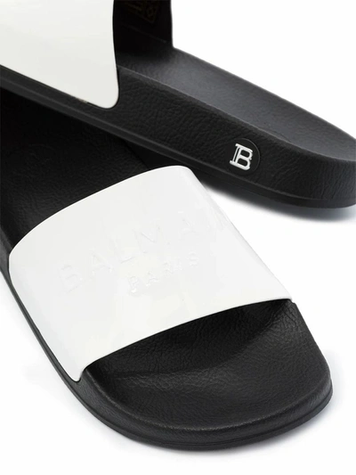 Shop Balmain Women's White Leather Sandals