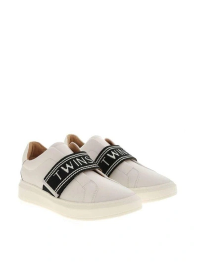 Shop Twinset Twin-set Women's White Leather Slip On Sneakers