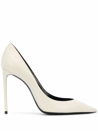 Shop Saint Laurent Women's White Leather Pumps