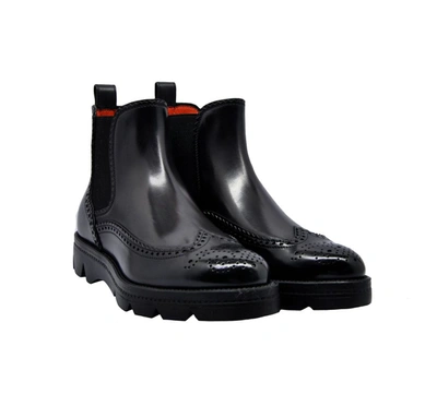 Shop Santoni Women's Black Leather Ankle Boots