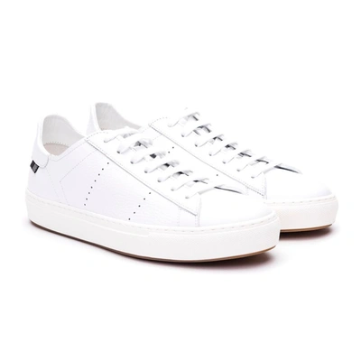 Shop Woolrich Men's White Leather Sneakers
