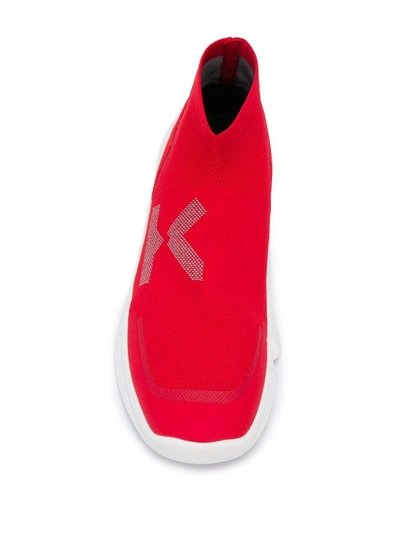 Shop Kenzo Men's Red Polyester Sneakers