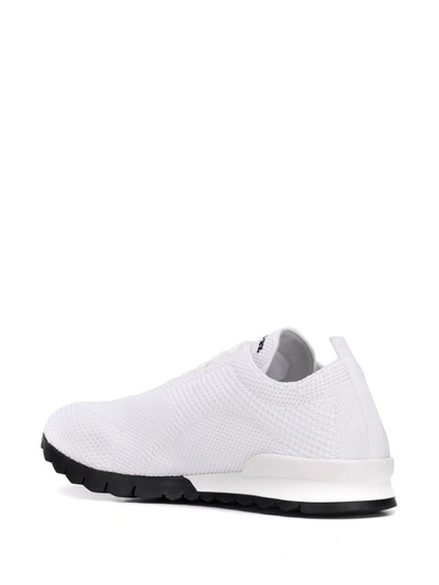 Shop Kiton Men's White Synthetic Fibers Slip On Sneakers