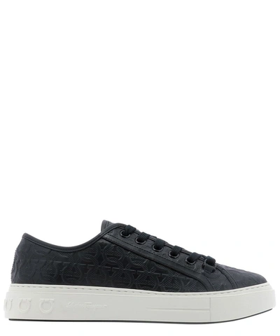 Shop Ferragamo Salvatore  Men's Black Leather Sneakers