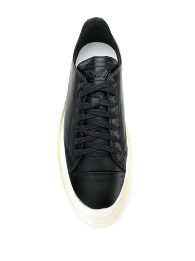 Shop Msgm Men's Black Leather Sneakers