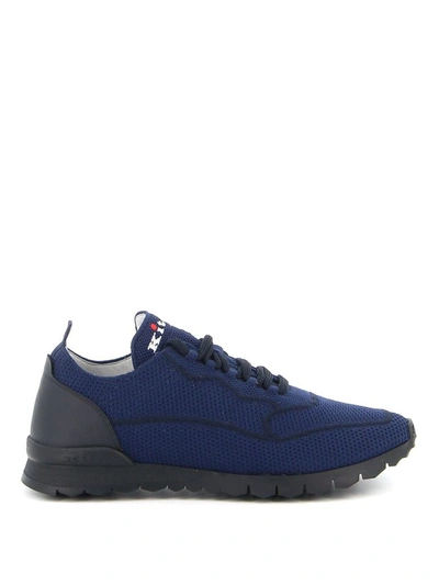 Shop Kiton Men's Blue Synthetic Fibers Sneakers