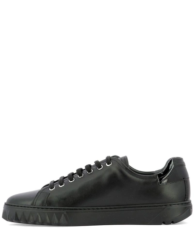 Shop Ferragamo Salvatore  Men's Black Leather Sneakers
