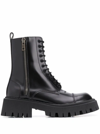 Shop Balenciaga Men's Black Leather Ankle Boots